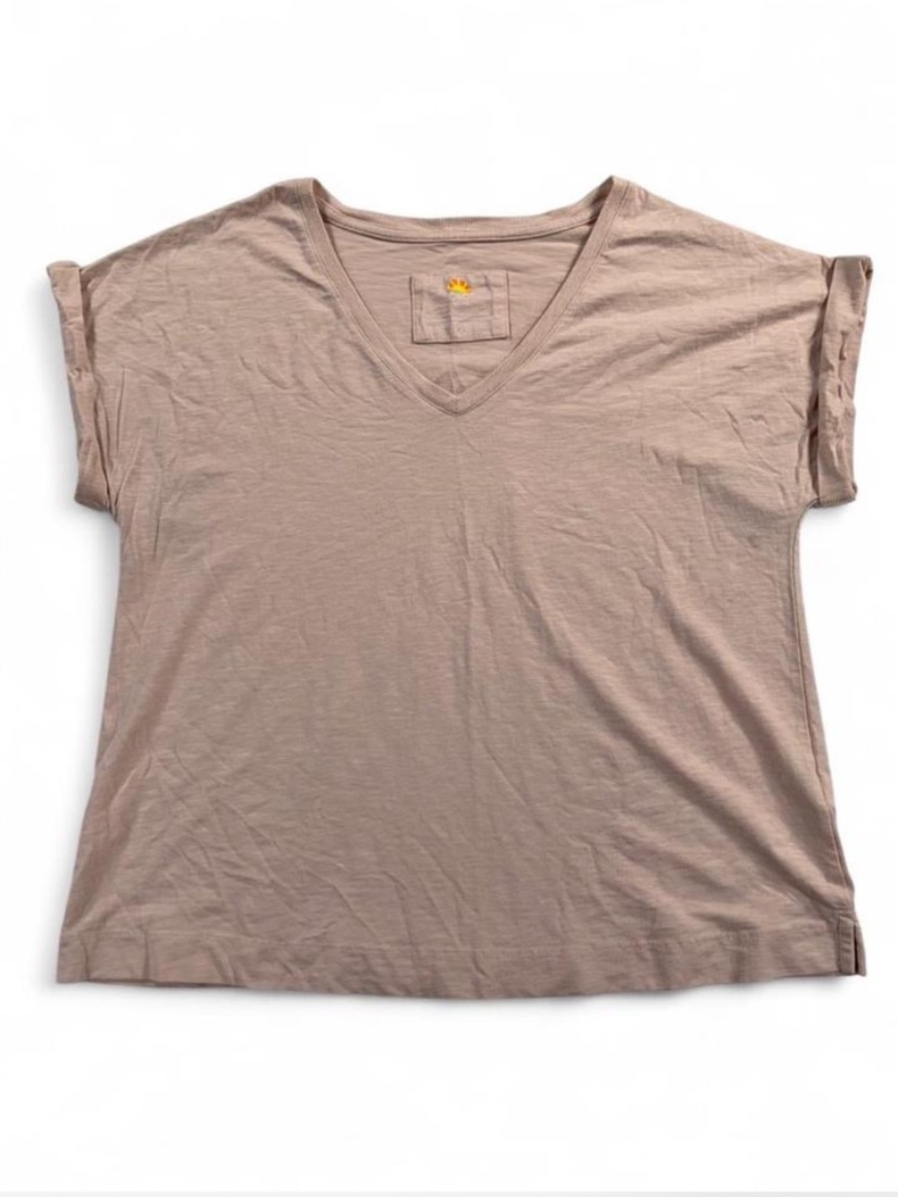 C&C California V-Neck Cuffed Short Sleeve Tee Light Pink Casual Boxy Fit Large